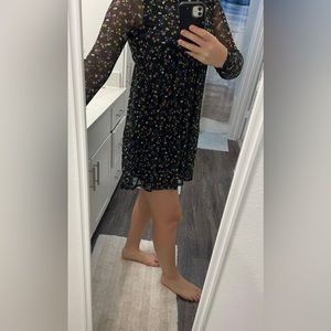 Nordstrom rack black floral dress with sheer sleeves